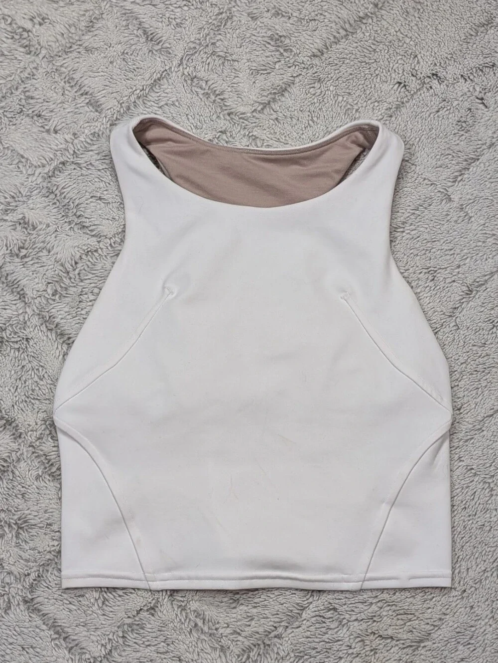 Lululemon Top Womens 4 White Invigorate Training Tank Cropped Active